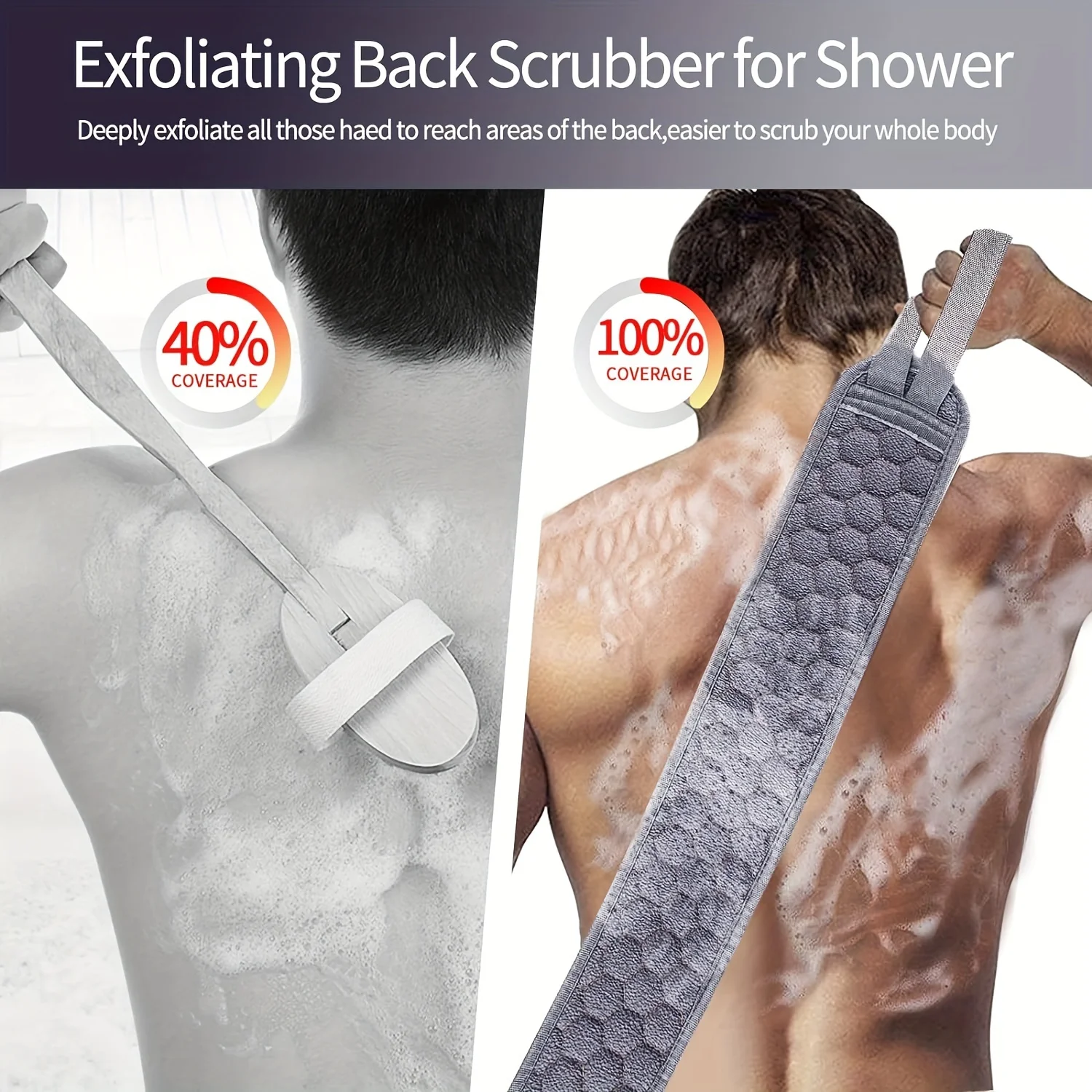 Exfoliating Body Scrubber Set - Includes Back Scrubber, Bath Glove And Shower Bath Sponge Loofah - Deep Clean And Vitalize - Image 5