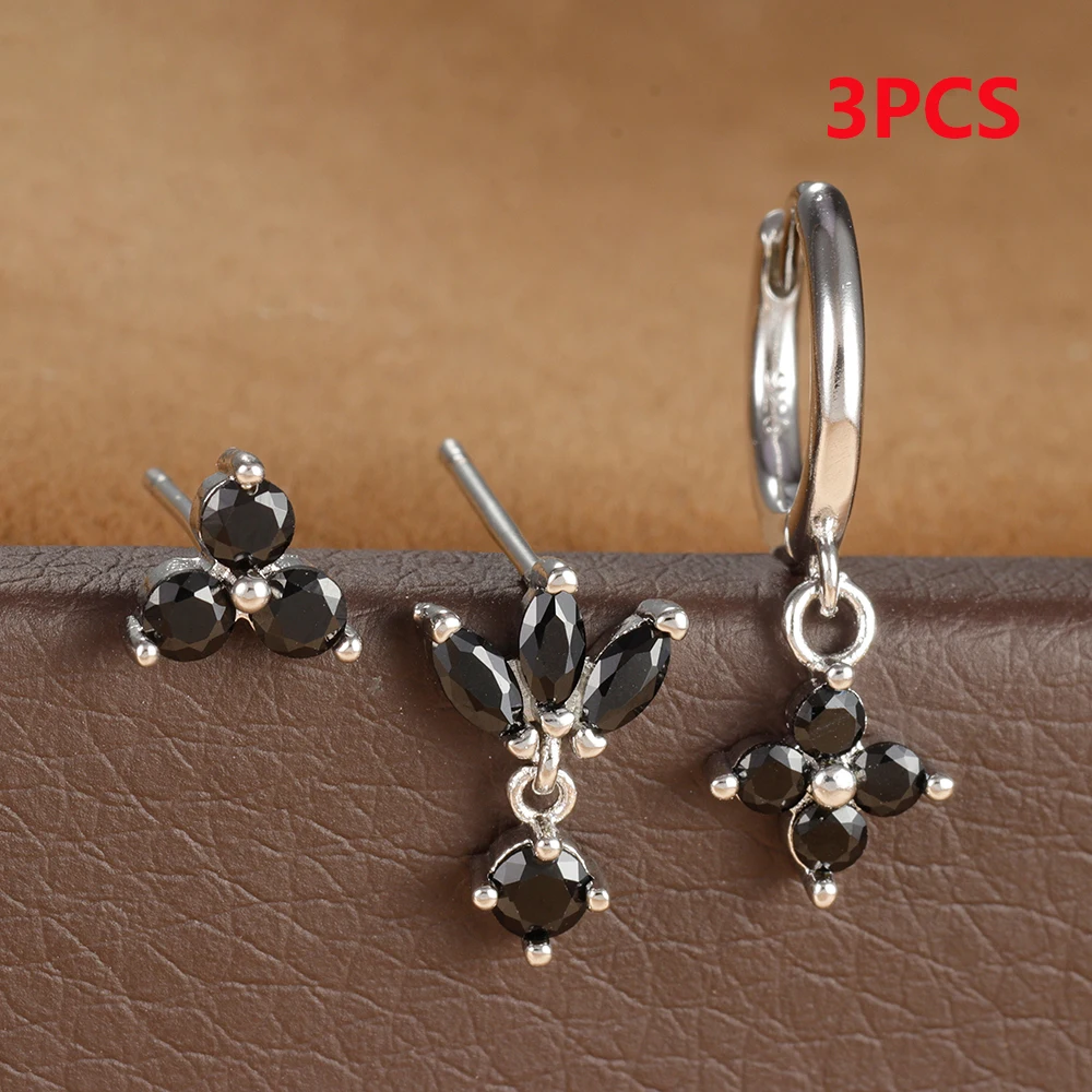 3PCS Stainless Steel Multicolor Crystal Hoop Earrings Set For Women Zircon 18K Gold Plated Huggie Pendant Piercing Jewelry - Image 12
