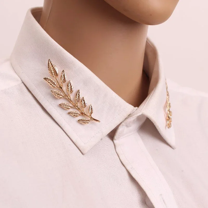 2pcs/set Fashion Men's Suit Brooches Feather Leaf Triangle Hollowed Out Crown Lapel Pins Party Male Jewelry Accessorie - Image 3