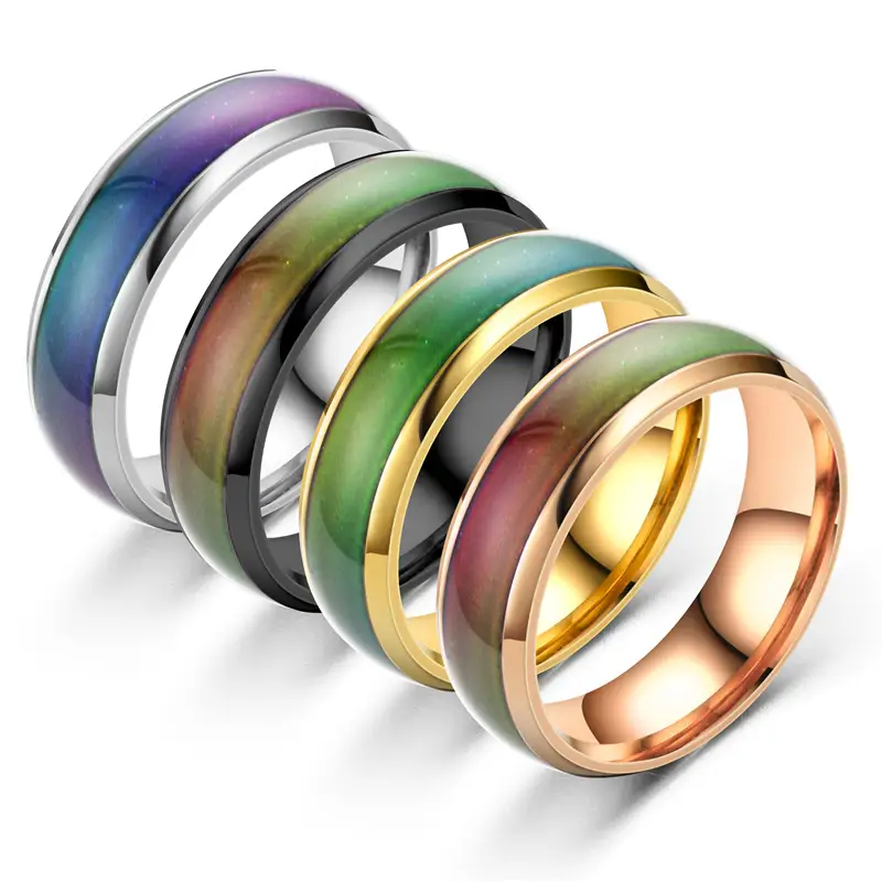 Color-Changing Mood Ring - Temperature Reactive Stainless Steel Band
