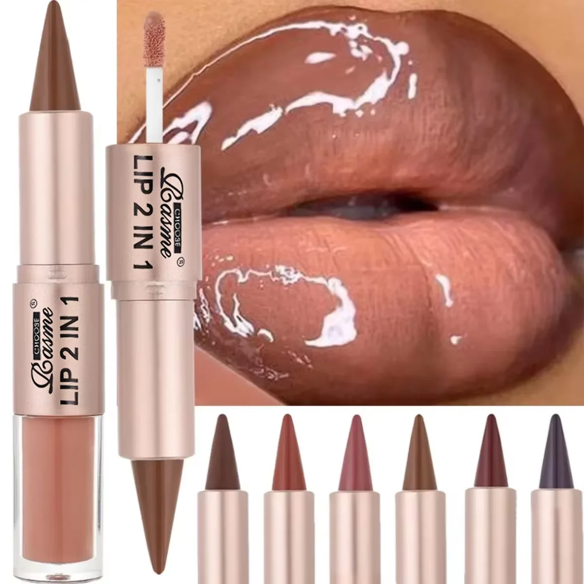 2-in-1 Lipstick & Lip Gloss – Dual-End Liner + Plumping Gloss - Image 2