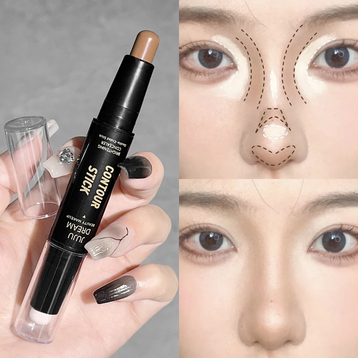 Dual-ended contour stick, facial foundation, concealer, long-lasting dark circles, correcting contour concealer, makeup - Image 2