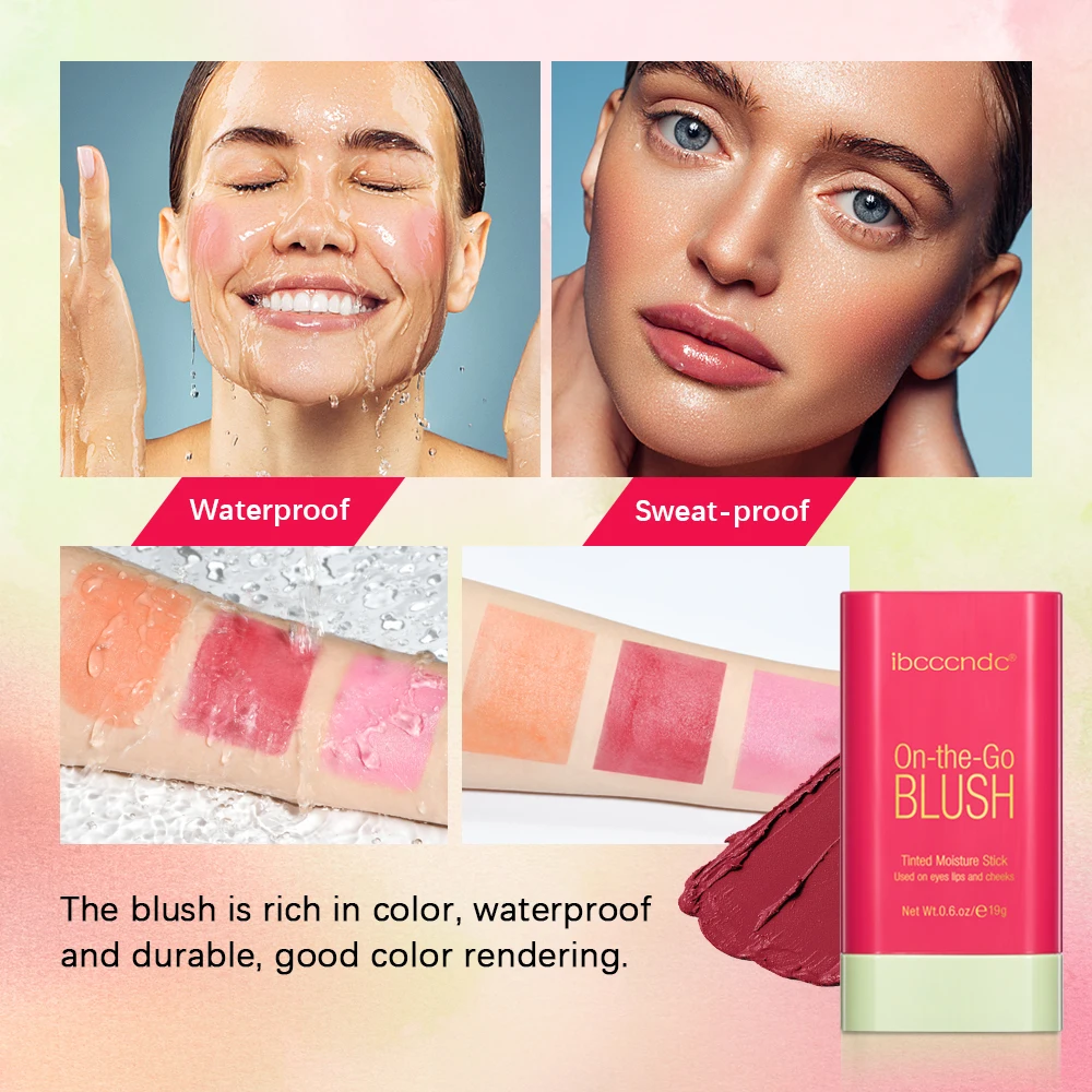 Make Up Functional Blush Stick Easy Color Rouge Blusher Cream Waterproof High Color Rendering Brightening Skin Tone Hot - Image 5