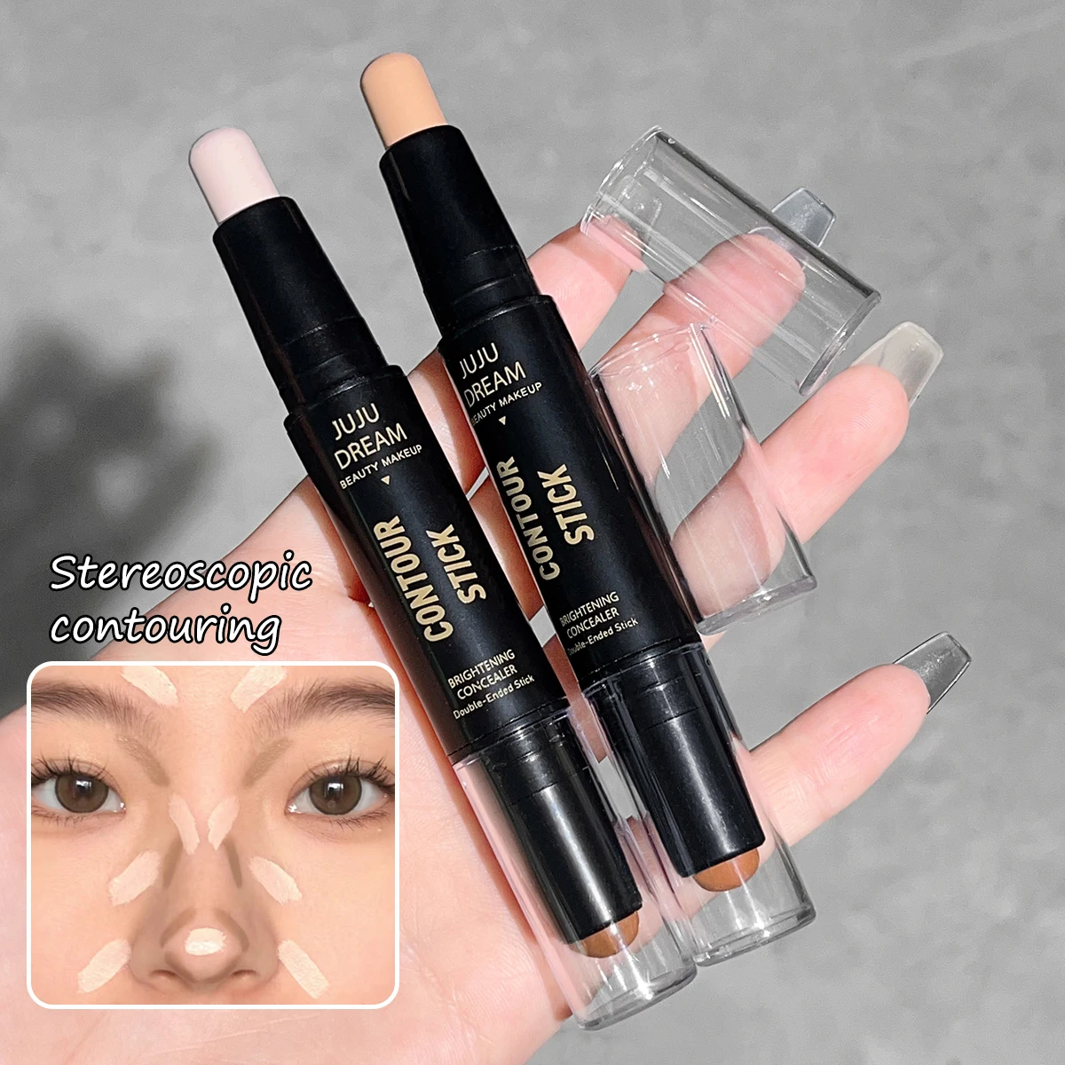 Dual-ended contour stick, facial foundation, concealer, long-lasting dark circles, correcting contour concealer, makeup - Image 3