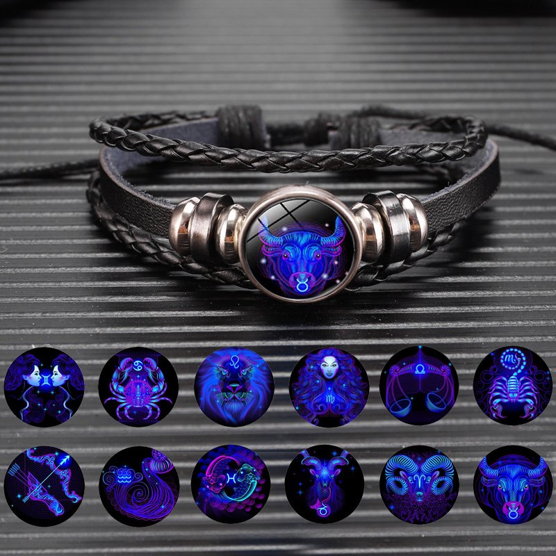 Zodiac Sign Charm Bracelet - Braided Constellation Bracelet