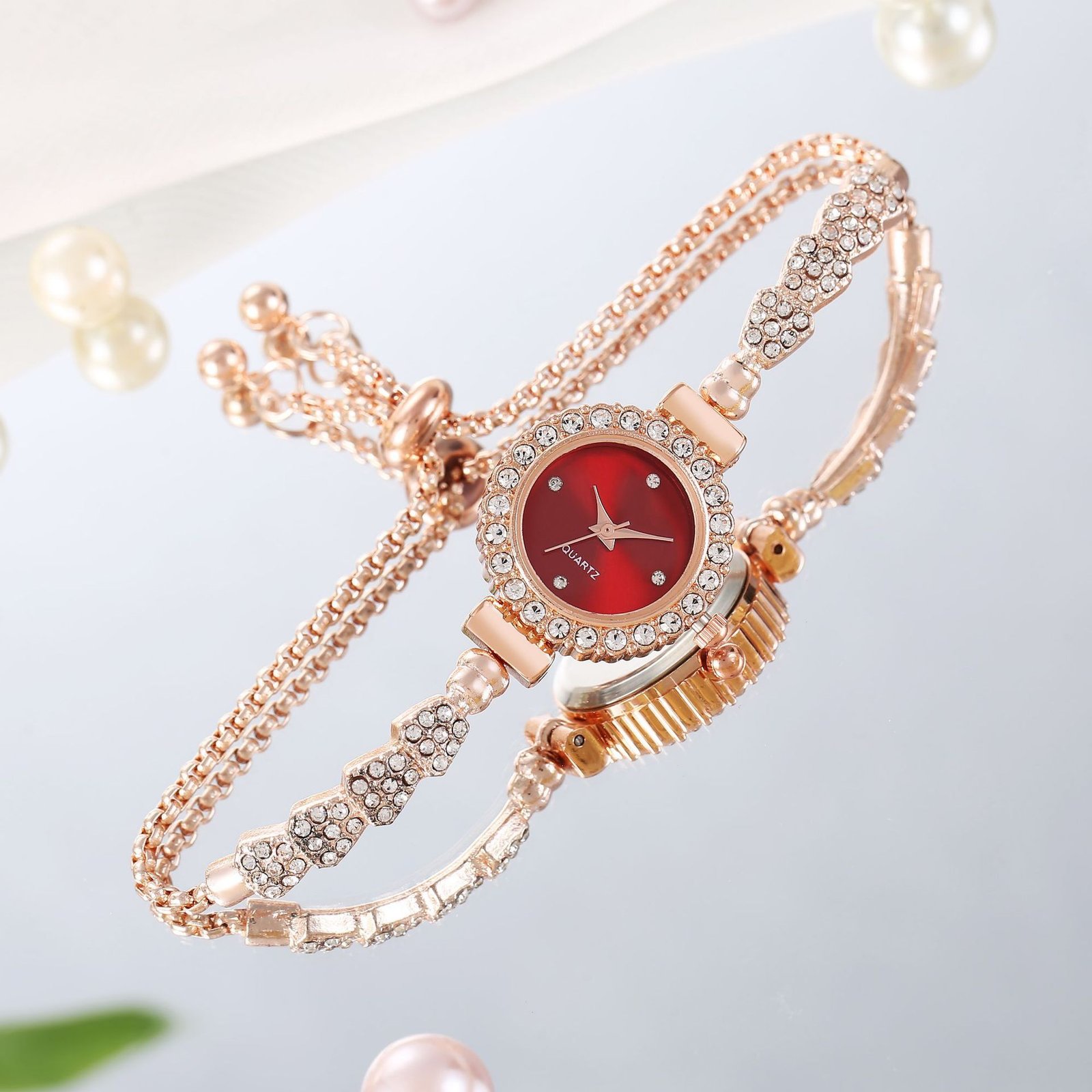 Crystal Bezel Gold Bracelet Watch - Elegant Fashion Watch for Women - Image 7